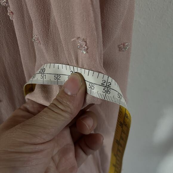 VTG Y2k 90s Scala Silk Beaded Slip Dress Mermaid Ruffle Gown Fairy Pink Sz L - Picture 10 of 10